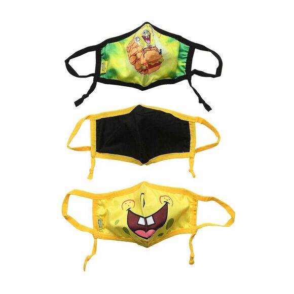 Boys Kids Spongebob Squarepants 3 Pack Reusable Face Masks & Neck Face Cover - Picture 8 of 10